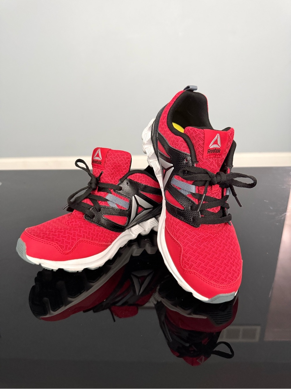 Reebok Kids Red and Black Running Sneakers with White Sole